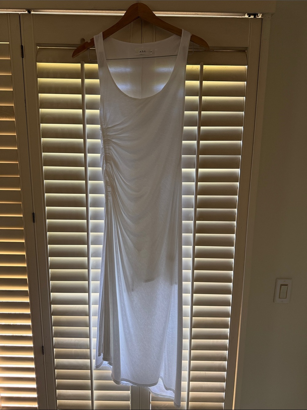 A.L.C. White Sleeveless Ruched Maxi